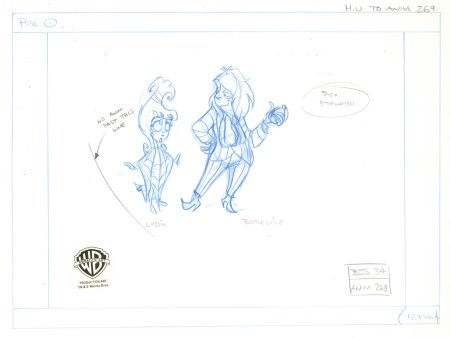 Beetlejuice The Animated Series Original Production Drawing: Lydia, Beetlejuice Hot on Sale