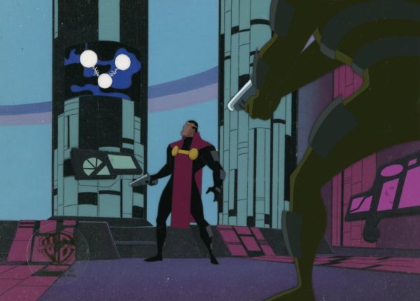 Superman the Animated Series Original Production Cel on Original Background: Jor-El, Brainiac Supply