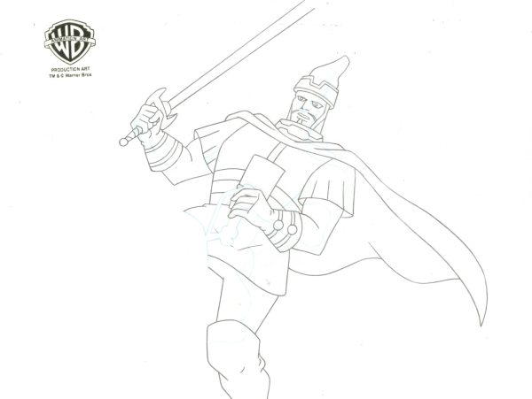 Superman the Animated Series Original Production Cel on Original Background with Matching Drawing: Steppenwolf Fashion