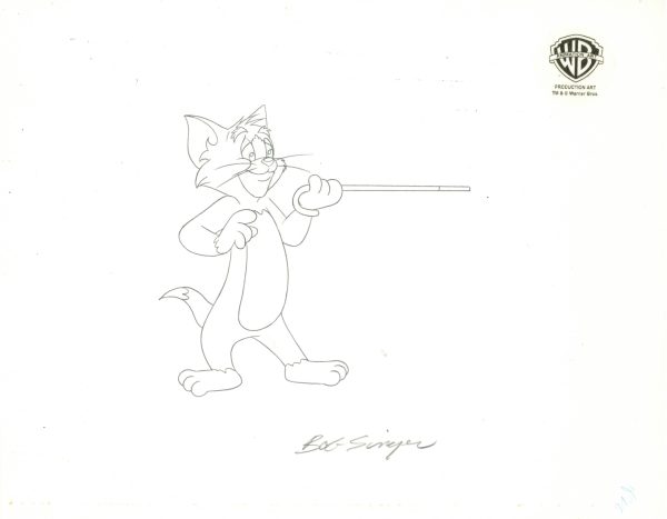 Tom And Jerry The Movie Original Production Cel with Matching Drawing Signed by Bob Singer: Tom For Sale