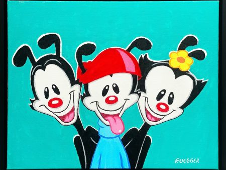 Tom Ruegger Original Acrylic Painting on Canvas: Yakko, Wakko, and Dot Online now