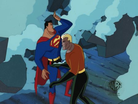 Superman the Animated Series Original Production Cel with Matching Drawing: Superman, Aquaman For Discount