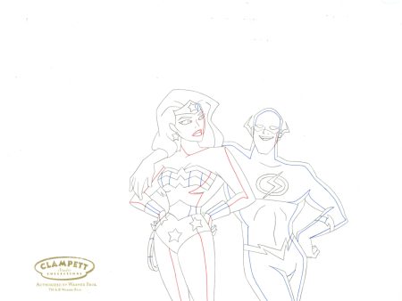 Justice League Original Production Drawing: Wonder Woman, The Flash Hot on Sale