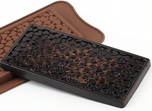 Silicone Mold - Chocolate Bar with Hearts For Cheap